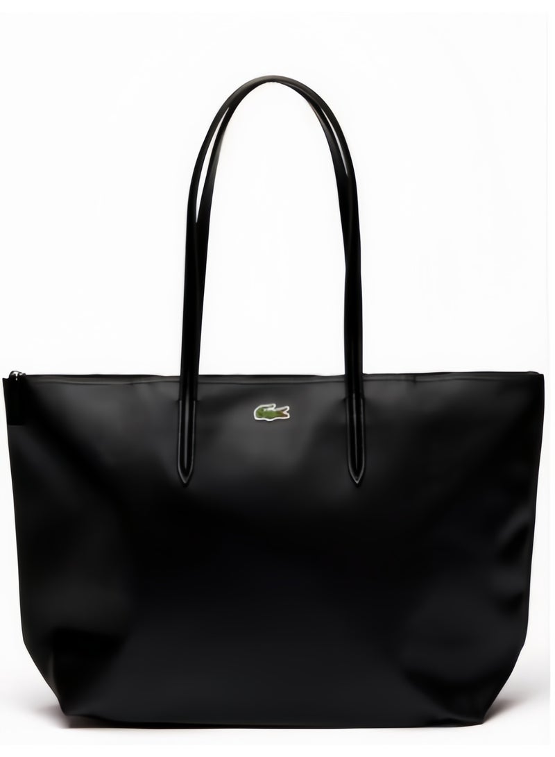 Lacoste bag Women's L12.12 Concept Fashion Versatile Large Capacity Large Size Zipper Handheld Shoulder Bag Tote Bag Large Black 45cm * 30cm * 12cm - Image 1